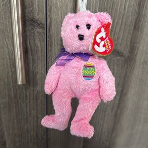 Retired Eggs The Pink Fuzzy Bear Ty Basket Beanies Mini Beanie Baby Babies